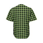 Sage Green Buffalo Check Pattern Print Men's Baseball Jersey