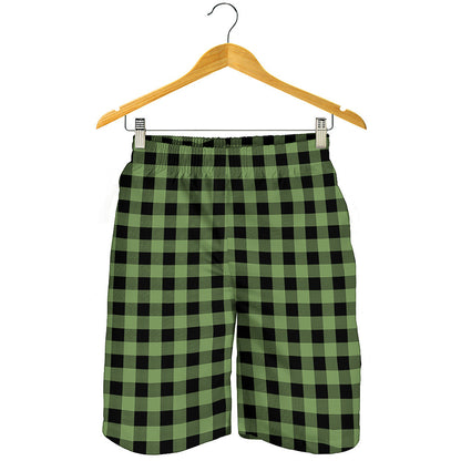 Sage Green Buffalo Check Pattern Print Men's Shorts
