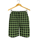 Sage Green Buffalo Check Pattern Print Men's Shorts