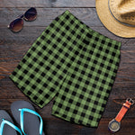 Sage Green Buffalo Check Pattern Print Men's Shorts