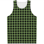 Sage Green Buffalo Check Pattern Print Men's Tank Top