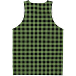 Sage Green Buffalo Check Pattern Print Men's Tank Top