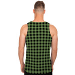 Sage Green Buffalo Check Pattern Print Men's Tank Top