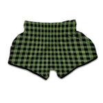 Sage Green Buffalo Check Pattern Print Muay Thai Boxing Shorts