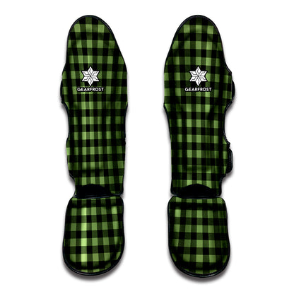 Sage Green Buffalo Check Pattern Print Muay Thai Shin Guard