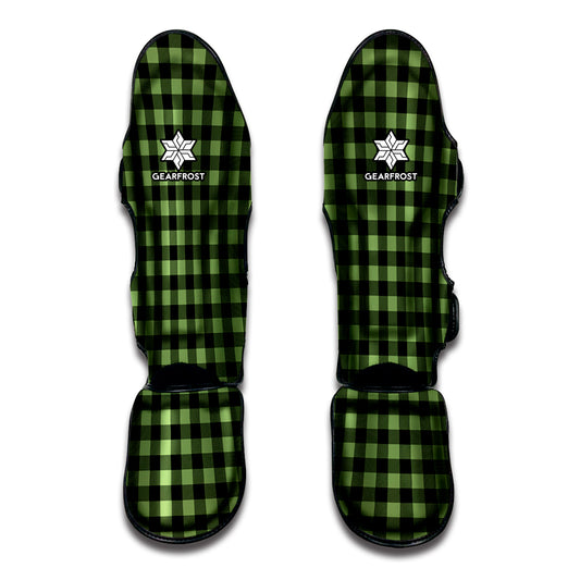 Sage Green Buffalo Check Pattern Print Muay Thai Shin Guard