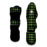 Sage Green Buffalo Check Pattern Print Muay Thai Shin Guard