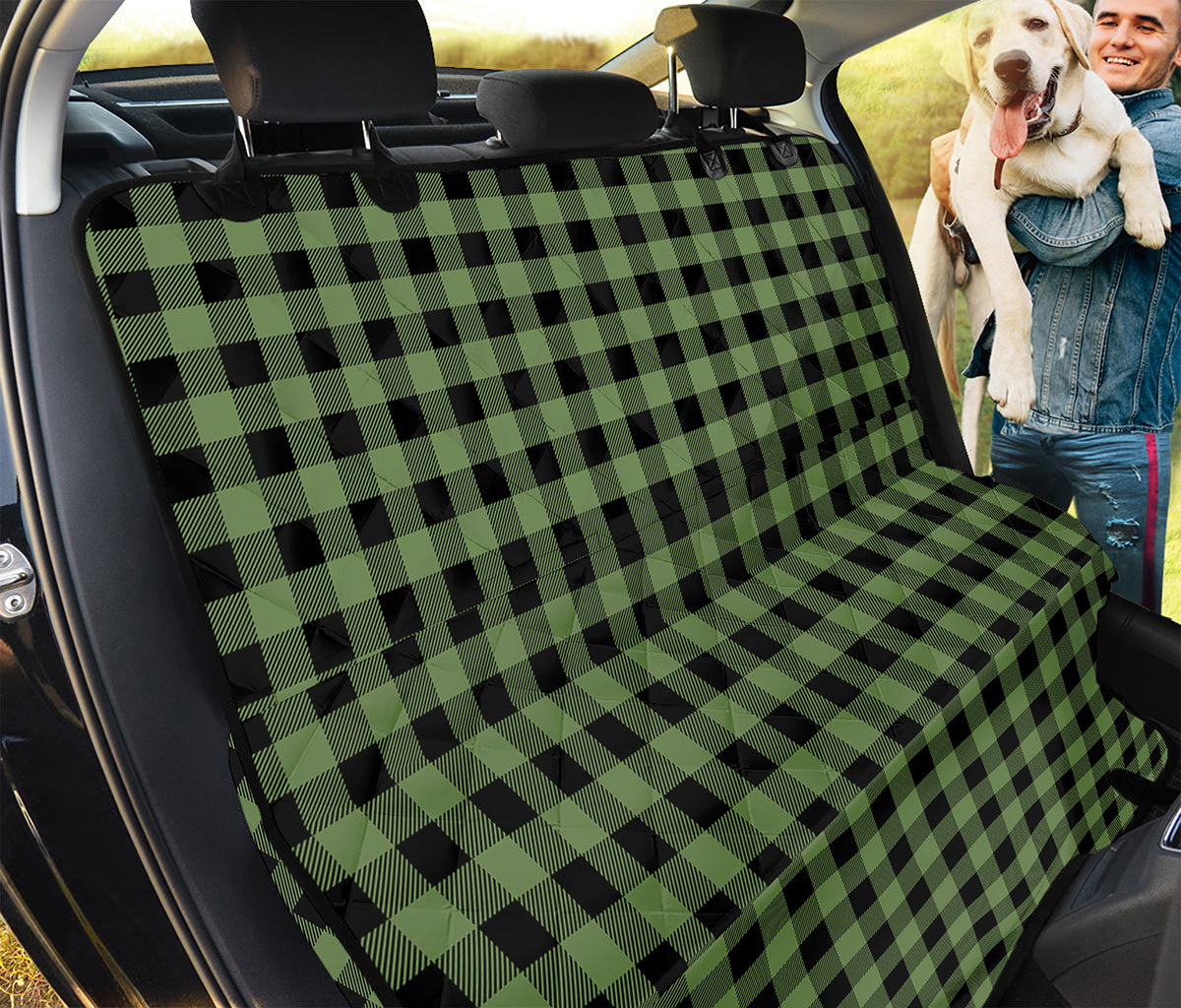 Sage Green Buffalo Check Pattern Print Pet Car Back Seat Cover