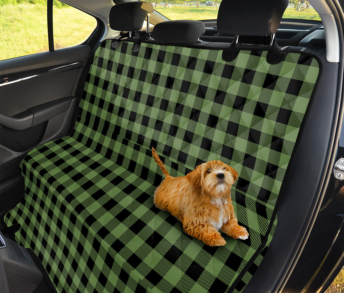 Sage Green Buffalo Check Pattern Print Pet Car Back Seat Cover
