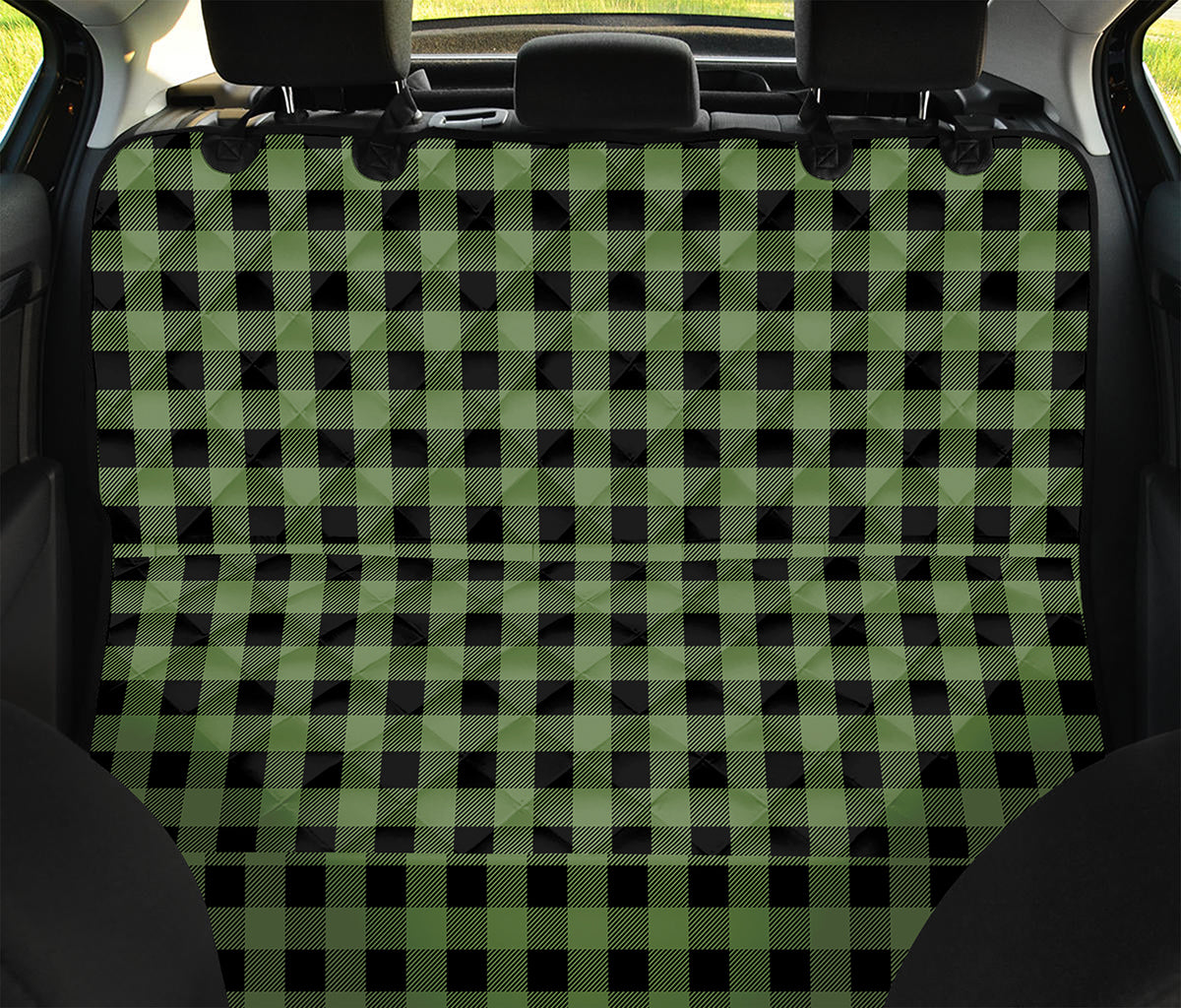 Sage Green Buffalo Check Pattern Print Pet Car Back Seat Cover