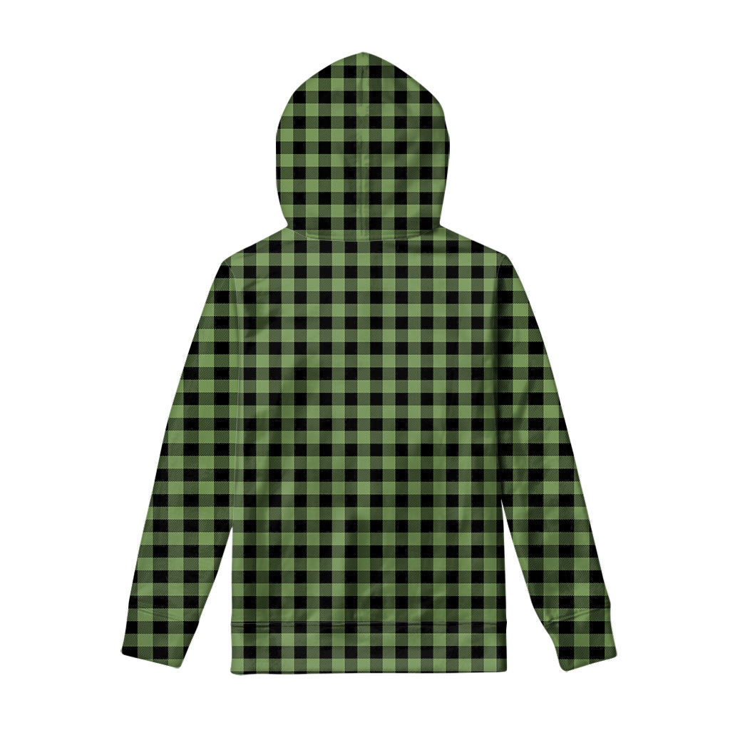 Sage Green Buffalo Check Pattern Print Pullover Hoodie