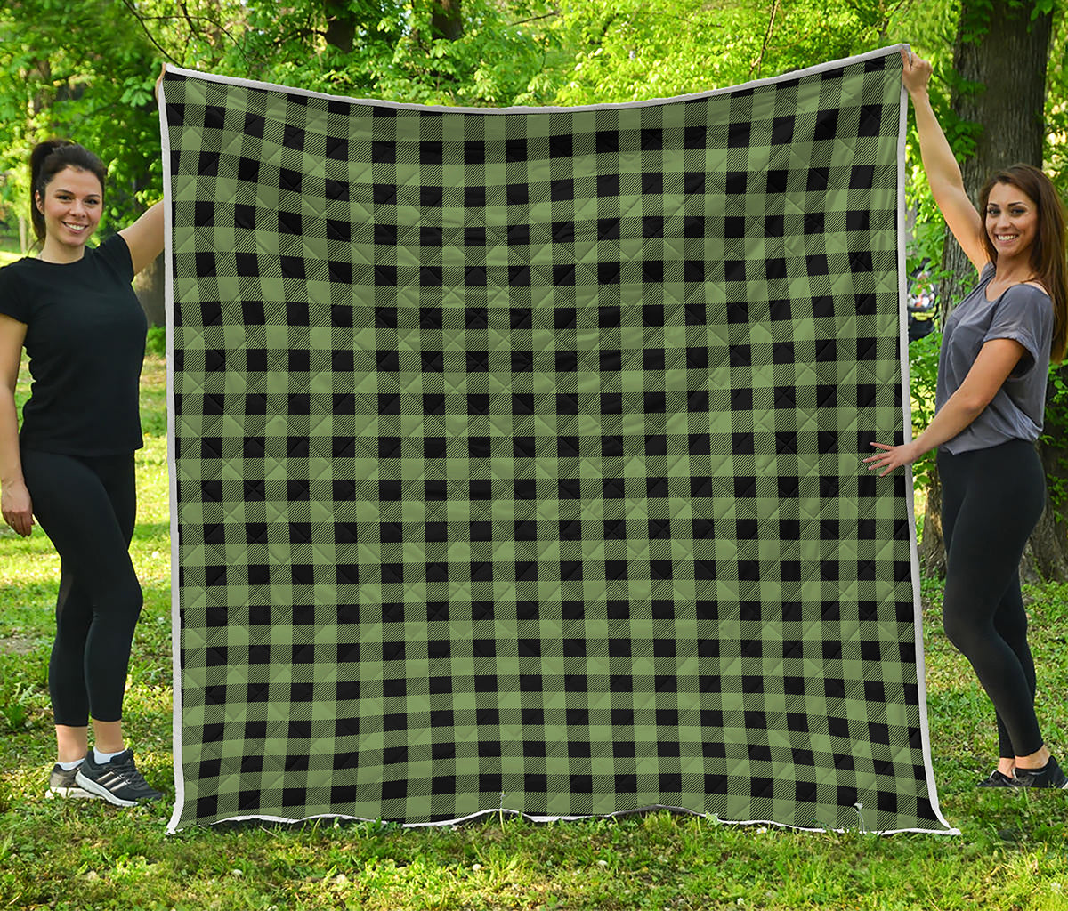 Sage Green Buffalo Check Pattern Print Quilt