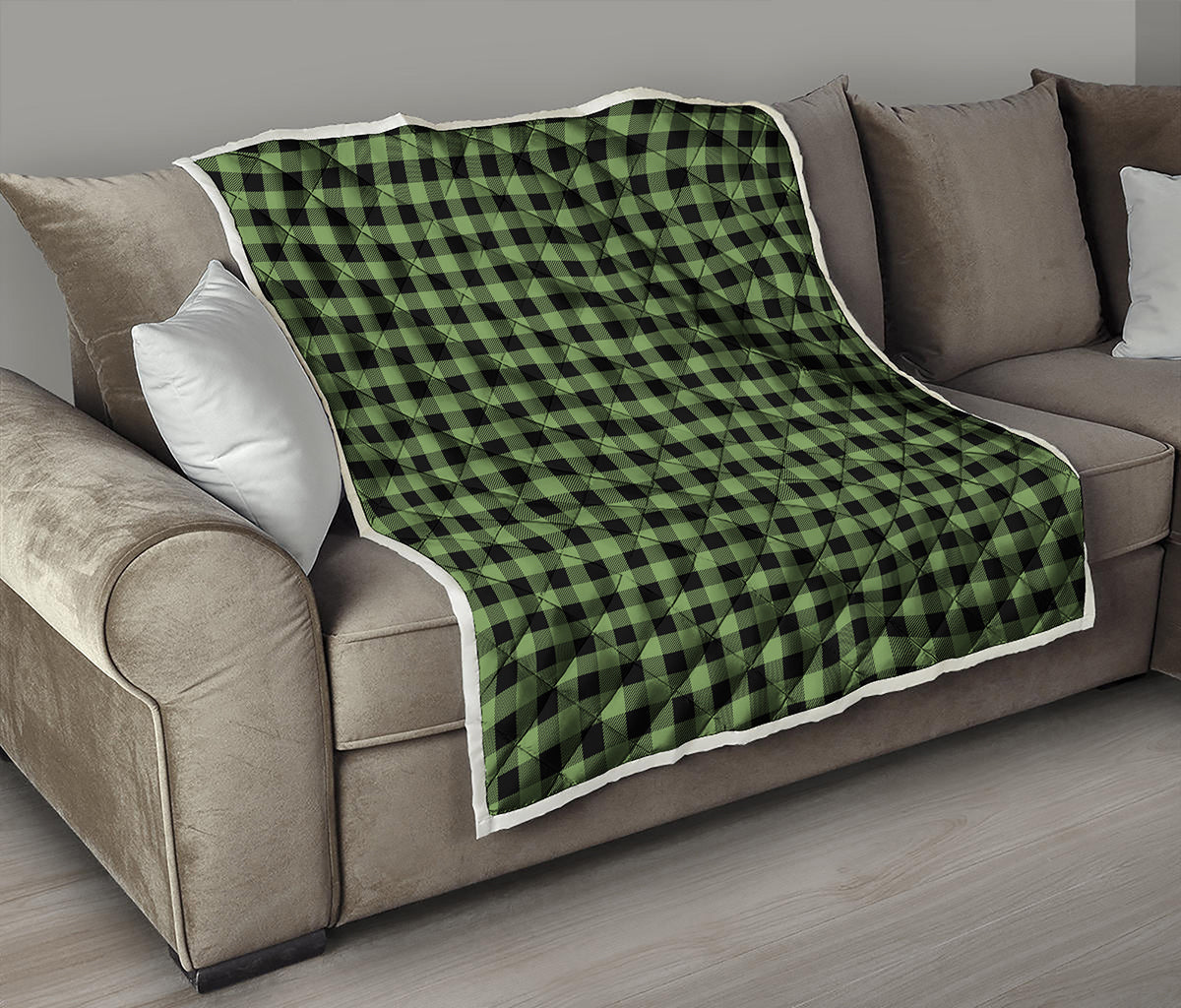 Sage Green Buffalo Check Pattern Print Quilt