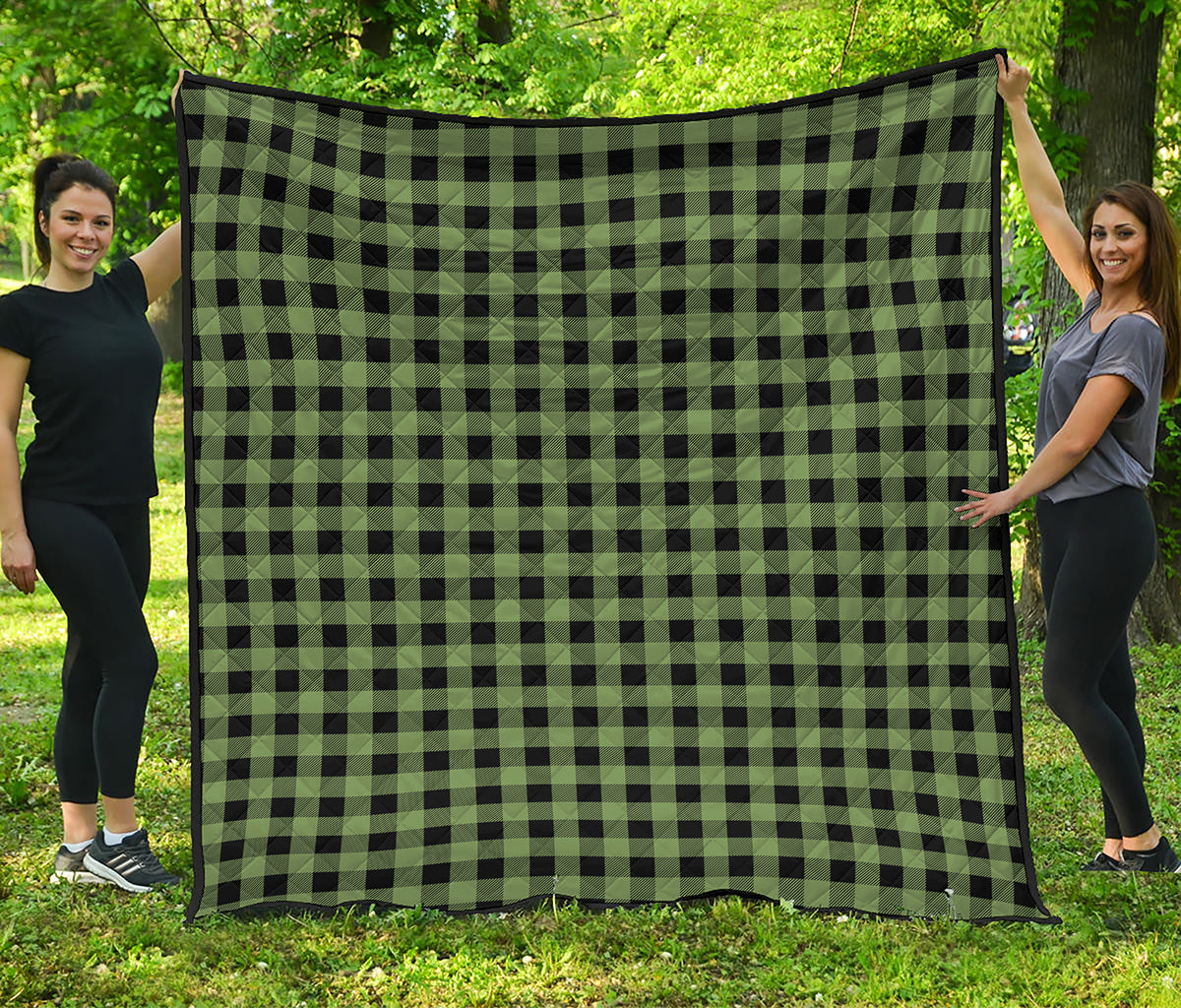 Sage Green Buffalo Check Pattern Print Quilt