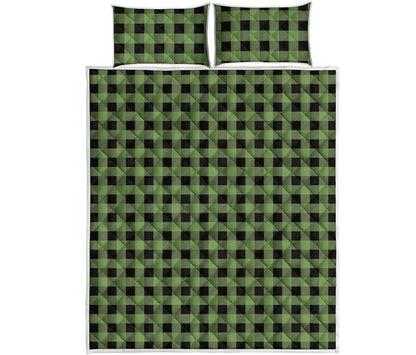 Sage Green Buffalo Check Pattern Print Quilt Bed Set