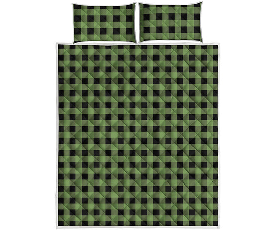 Sage Green Buffalo Check Pattern Print Quilt Bed Set