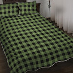 Sage Green Buffalo Check Pattern Print Quilt Bed Set