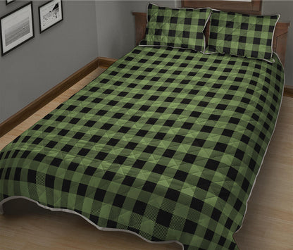 Sage Green Buffalo Check Pattern Print Quilt Bed Set