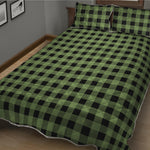 Sage Green Buffalo Check Pattern Print Quilt Bed Set