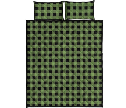 Sage Green Buffalo Check Pattern Print Quilt Bed Set