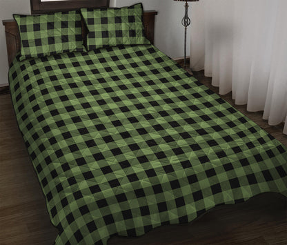 Sage Green Buffalo Check Pattern Print Quilt Bed Set
