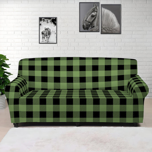 Sage Green Buffalo Check Pattern Print Sofa Cover