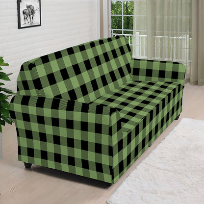 Sage Green Buffalo Check Pattern Print Sofa Cover