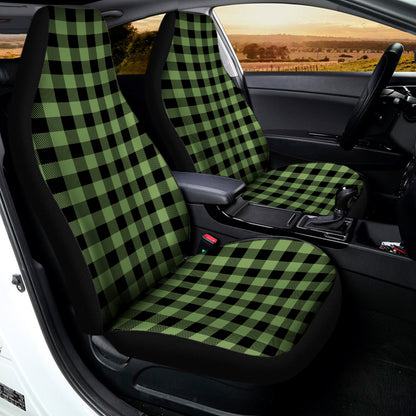 Sage Green Buffalo Check Pattern Print Universal Fit Car Seat Covers