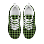 Sage Green Buffalo Check Pattern Print White Sneakers