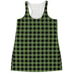 Sage Green Buffalo Check Pattern Print Women's Racerback Tank Top