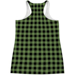 Sage Green Buffalo Check Pattern Print Women's Racerback Tank Top