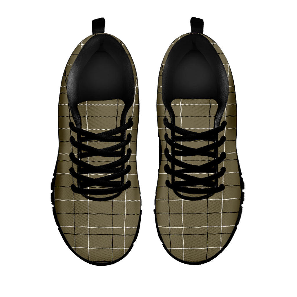 Sage Green Tattersall Pattern Print Black Sneakers
