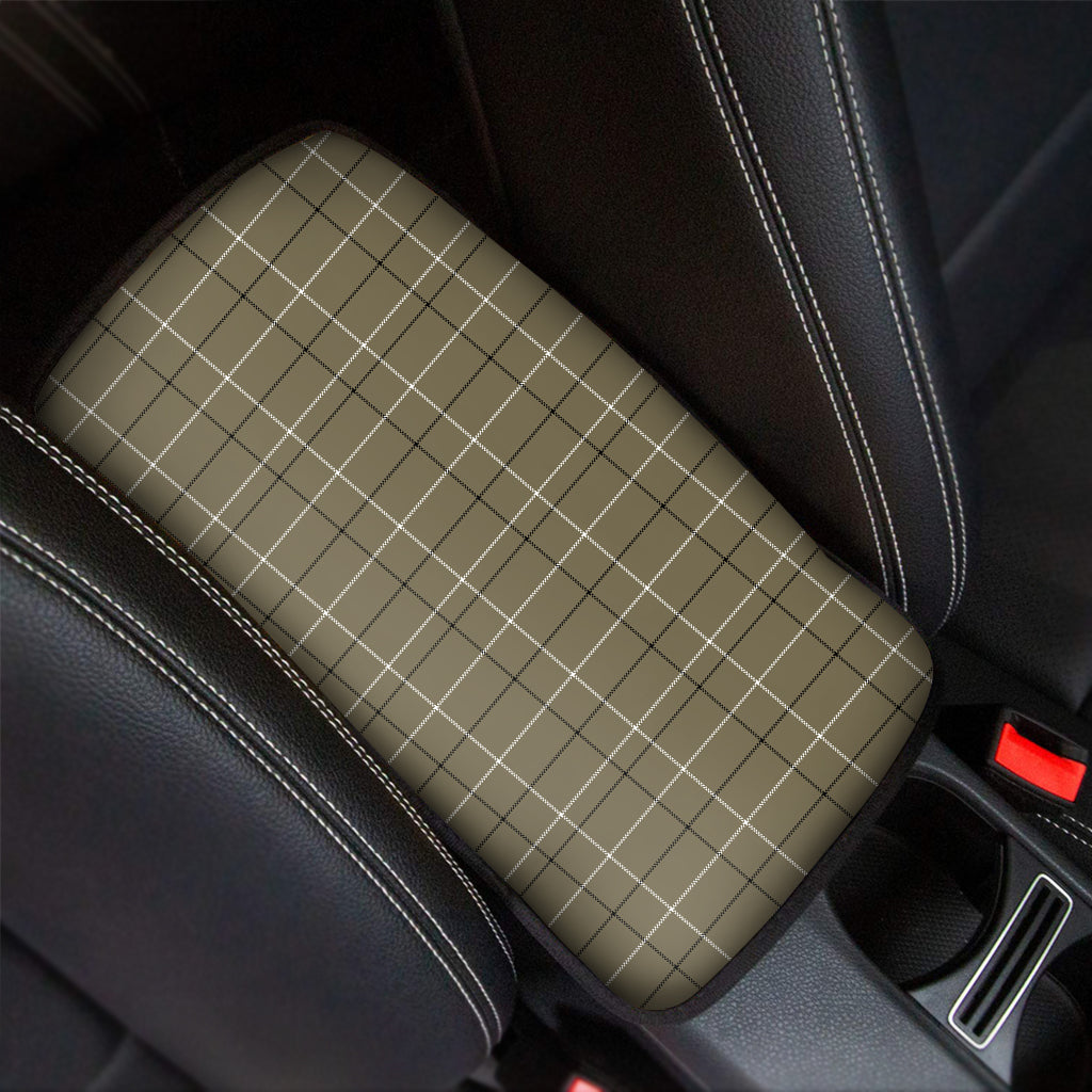 Sage Green Tattersall Pattern Print Car Center Console Cover
