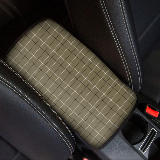 Sage Green Tattersall Pattern Print Car Center Console Cover