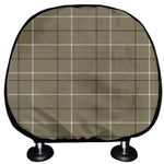 Sage Green Tattersall Pattern Print Car Headrest Covers