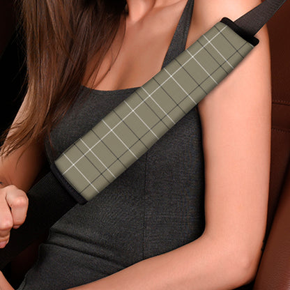 Sage Green Tattersall Pattern Print Car Seat Belt Covers
