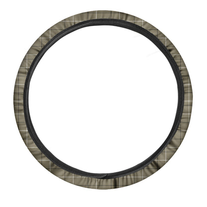 Sage Green Tattersall Pattern Print Car Steering Wheel Cover