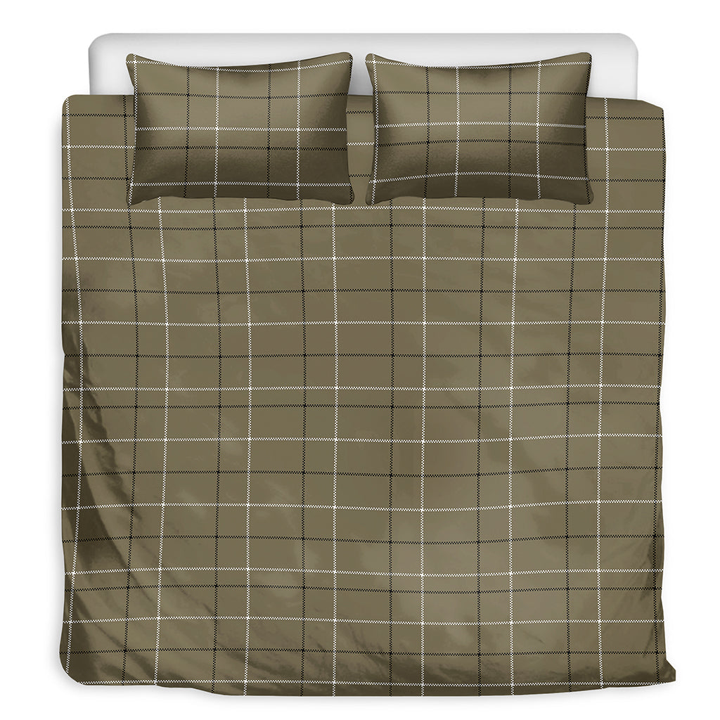 Sage Green Tattersall Pattern Print Duvet Cover Bedding Set