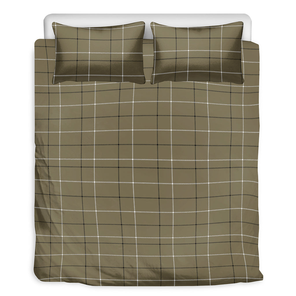 Sage Green Tattersall Pattern Print Duvet Cover Bedding Set