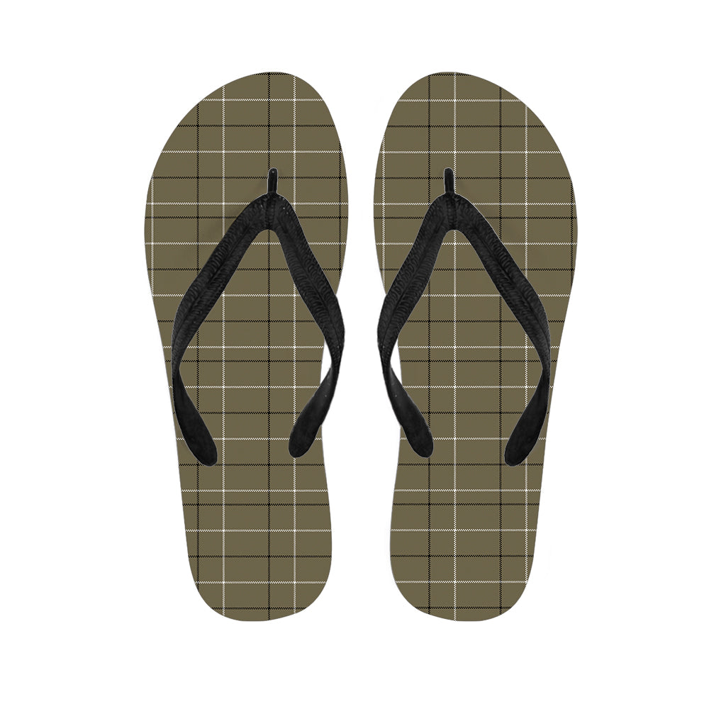 Sage Green Tattersall Pattern Print Flip Flops