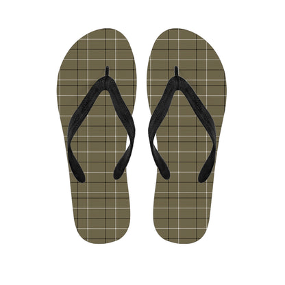 Sage Green Tattersall Pattern Print Flip Flops