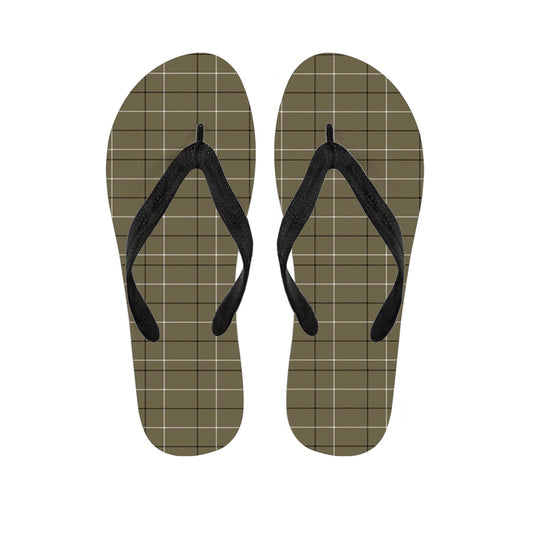 Sage Green Tattersall Pattern Print Flip Flops