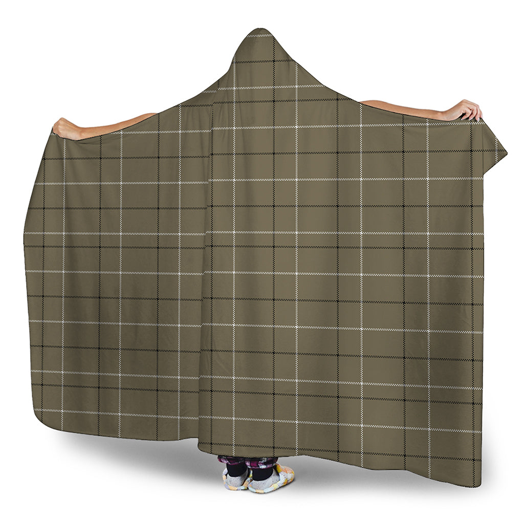 Sage Green Tattersall Pattern Print Hooded Blanket