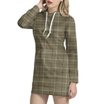 Sage Green Tattersall Pattern Print Hoodie Dress