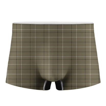 Sage Green Tattersall Pattern Print Men's Boxer Briefs