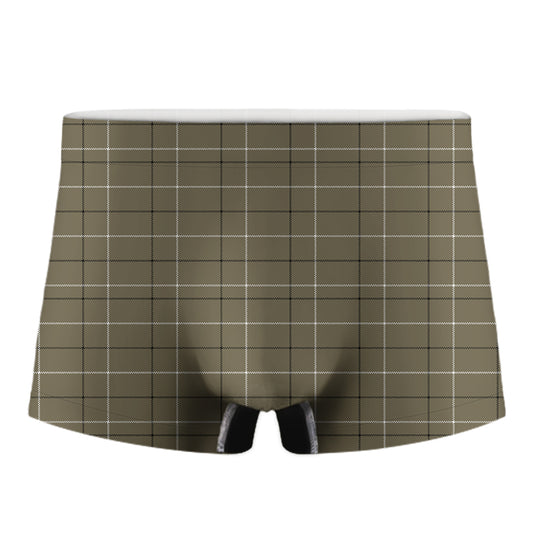 Sage Green Tattersall Pattern Print Men's Boxer Briefs