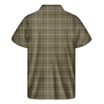 Sage Green Tattersall Pattern Print Men's Short Sleeve Shirt