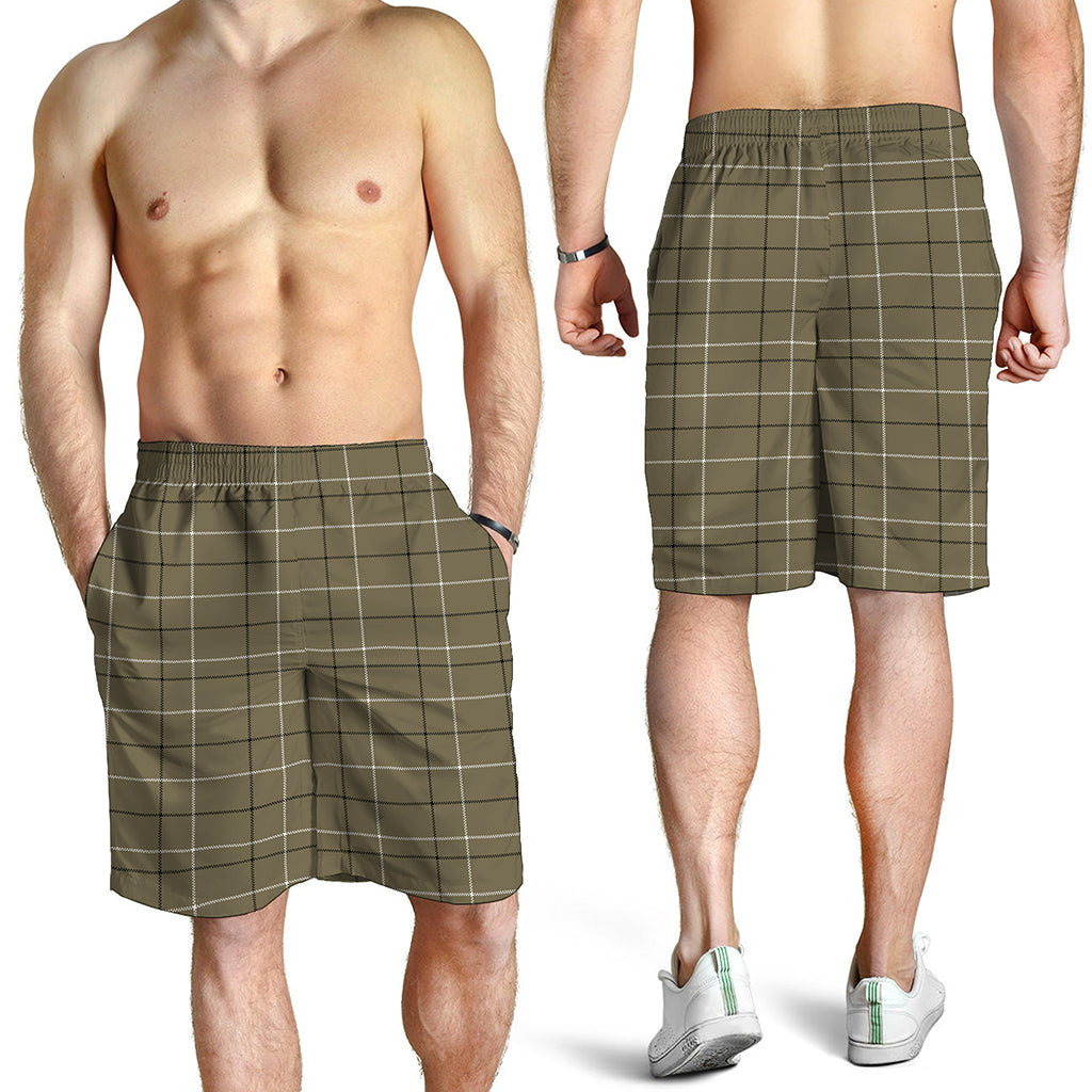 Sage Green Tattersall Pattern Print Men's Shorts