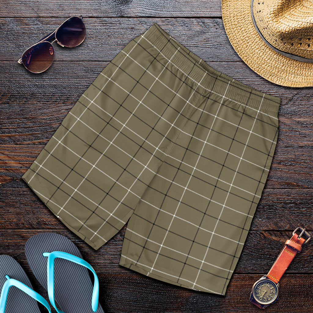 Sage Green Tattersall Pattern Print Men's Shorts