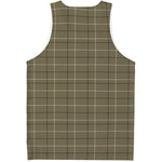 Sage Green Tattersall Pattern Print Men's Tank Top